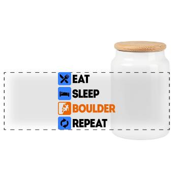 Boulder Bouldering Climbing Without a rope saying - Panoramic Cookie Jar with Wooden Lid - white - Front