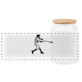Baseball - Panorama Keksdose mit Holzdeckel - Weiß - Vorne