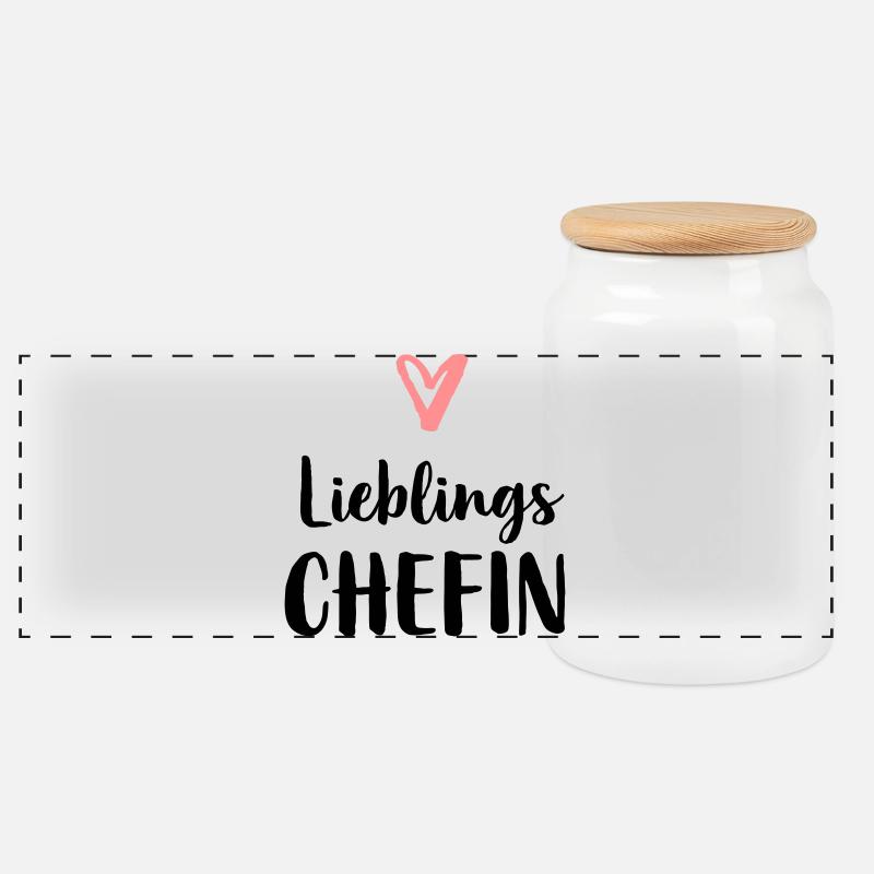 Lieblings Chefin Herz Geschenk Chef - Panorama Keksdose mit Holzdeckel - Weiß