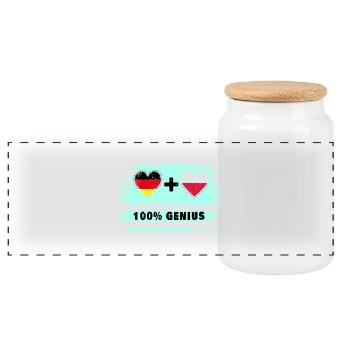 Germany and Poland 100% Ingenious / Gift - Panoramic Cookie Jar with Wooden Lid - white - Front