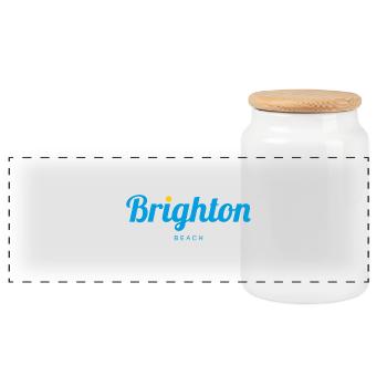 BRIGHTON England - Panorama Keksdose mit Holzdeckel - Weiß - Vorne