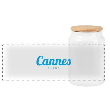 CANNES France Frankreich - Panoramic Cookie Jar with Wooden Lid - white - Front