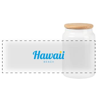 Plage d’HAWAÏ - Boîte à biscuits avec couvercle en bois - blanc - Devant