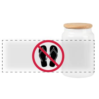 keine flip flops verboten schild zone gebiet clipa - Panorama Keksdose mit Holzdeckel - Weiß - Vorne