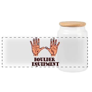 Boulder Bouldering Climbing Mountaineering Climbing - Panoramic Cookie Jar with Wooden Lid - white - Front