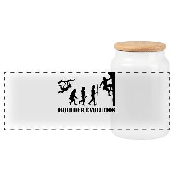 Boulder Evolution Climbing Mountaineering Boulderer - Panoramic Cookie Jar with Wooden Lid - white - Front