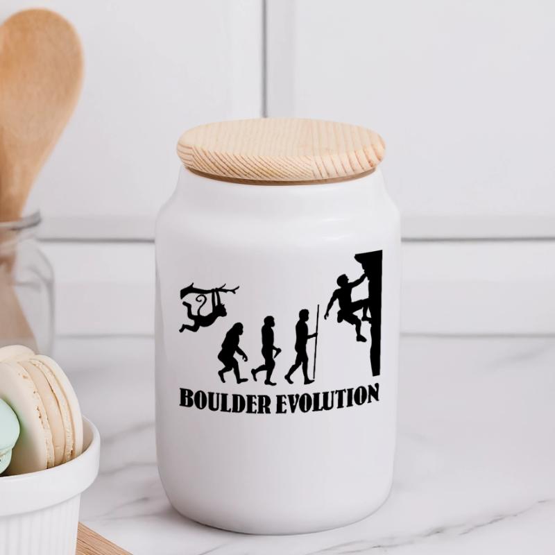 Boulder Evolution Escalade Alpinisme Boulderer Boîte à biscuits avec couvercle en bois