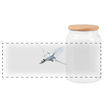 Tupolev Tu-160 - Panoramic Cookie Jar with Wooden Lid - white - Front