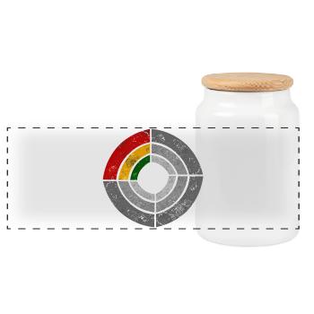 Graphic Power Radar Reggae Illustration - Panoramic Cookie Jar with Wooden Lid - white - Front