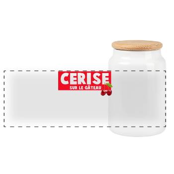 Cerisier Sur Le Gâteau Impression Humoristique - Boîte à biscuits avec couvercle en bois - blanc - Devant