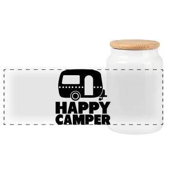 happy camper - Panorama Keksdose mit Holzdeckel - Weiß - Vorne