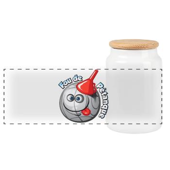 Maboule de pétanque - Boîte à biscuits avec couvercle en bois - blanc - Devant