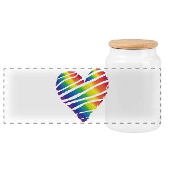 Coeur coloré tremblement de coeur amour saint valentin - Boîte à biscuits avec couvercle en bois - blanc - Devant