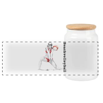 beachvolleyball - Panoramic Cookie Jar with Wooden Lid - white - Front