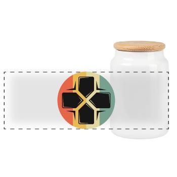 Rétro Gaming D-pad Gamer Icône Vintage Icône - Boîte à biscuits avec couvercle en bois - blanc - Devant