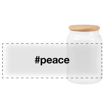 PEACE Hashtag - Panoramic Cookie Jar with Wooden Lid - white - Front