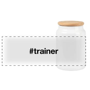 TRAINER Hashtag Training Sport Fitness - Panorama Keksdose mit Holzdeckel - Weiß - Vorne