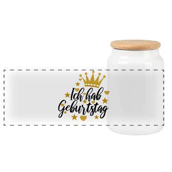 Birthday birthday saying congratulation saying - Panoramic Cookie Jar with Wooden Lid - white - Front