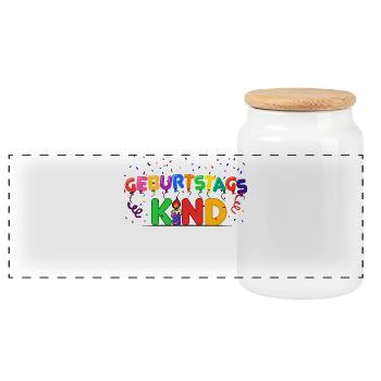Geburtstagskind Kindergeburtstag Geburtstag Party - Panorama Keksdose mit Holzdeckel - Weiß - Vorne