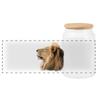 lion - Boîte à biscuits avec couvercle en bois - blanc - Devant