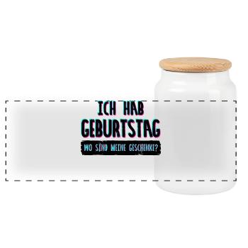 Birthday Gift Birthday Saying Birthday - Panoramic Cookie Jar with Wooden Lid - white - Front