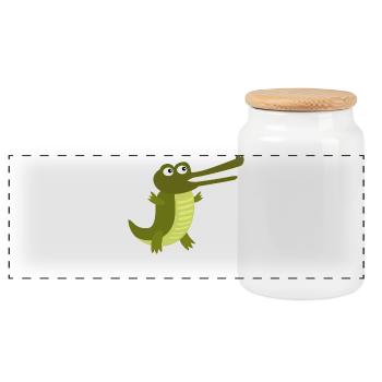 Krokodil Krokodile Alligator Echse Dschungeltiere - Panorama Keksdose mit Holzdeckel - Weiß - Vorne