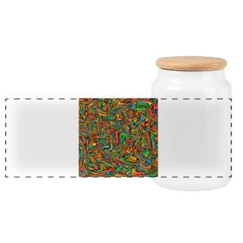 Poster-Design bunte Textur vibrant Farben - Panorama Keksdose mit Holzdeckel - Weiß - Vorne