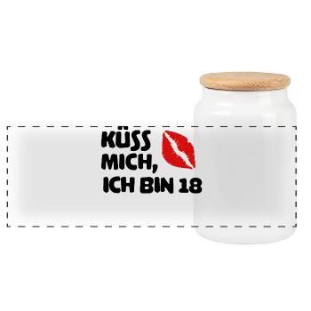 18th birthday Eighteen birthday saying saying - Panoramic Cookie Jar with Wooden Lid - white - Front