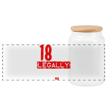 18th Birthday Eighteen Funny saying of age - Panoramic Cookie Jar with Wooden Lid - white - Front