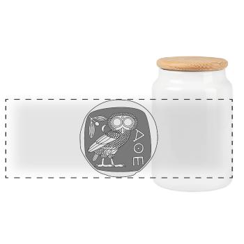 Chouette d'Athéna [Coin] - Boîte à biscuits avec couvercle en bois - blanc - Devant