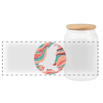 Bird of Prey Eagle Buzzard Bird and Nature - Design - Panoramic Cookie Jar with Wooden Lid - white - Front