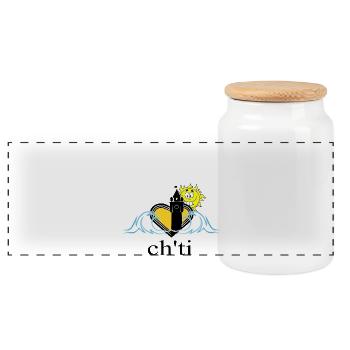 ch'ti - Boîte à biscuits avec couvercle en bois - blanc - Devant