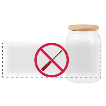 aucun tournevis interdit signe mech - Boîte à biscuits avec couvercle en bois - blanc - Devant