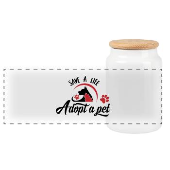 Animal Protection Animal Rescue Save Animal Rights Gift - Panoramic Cookie Jar with Wooden Lid - white - Front