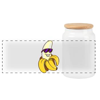 Coole Banane Obst Frucht Süß Comic Lustig Witzig - Panorama Keksdose mit Holzdeckel - Weiß - Vorne