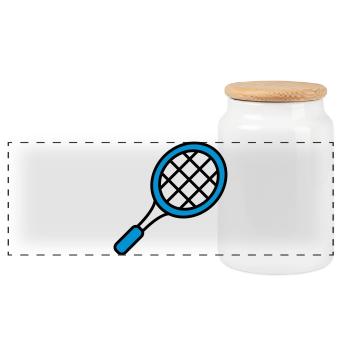 tennis - Panoramic Cookie Jar with Wooden Lid - white - Front