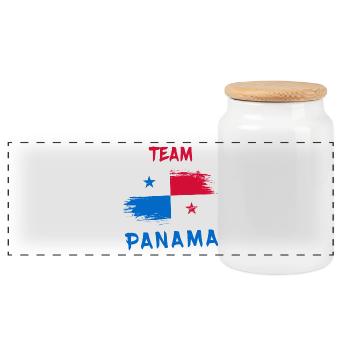 Team Panama / Flagge - Panorama Keksdose mit Holzdeckel - Weiß - Vorne