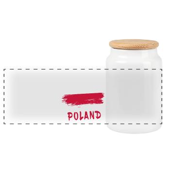 Team Poland / Flag - Panoramic Cookie Jar with Wooden Lid - white - Front