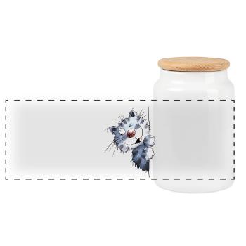 Chat bleu drôle pour les amis de chat - Boîte à biscuits avec couvercle en bois - blanc - Devant