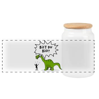 Vegetarisch Dinosaurier Lustig Witzig Spruch Fun - Panorama Keksdose mit Holzdeckel - Weiß - Vorne