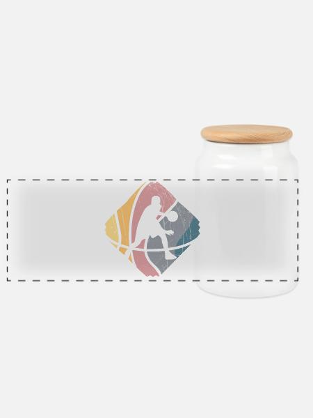 Basketballer - Basketball - Panorama Keksdose mit Holzdeckel - Weiß