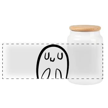 Cute UwU Ghost - Panorama Keksdose mit Holzdeckel - Weiß - Vorne