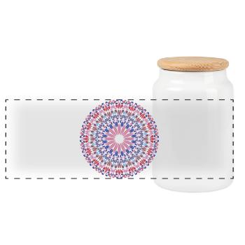 Mandala - Panorama Keksdose mit Holzdeckel - Weiß - Vorne