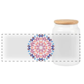 Mandala - Panorama Keksdose mit Holzdeckel - Weiß - Vorne