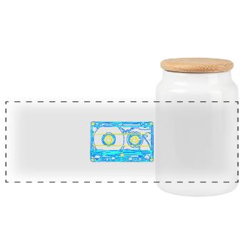 90s party - Panoramic Cookie Jar with Wooden Lid - white - Front