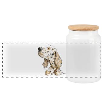 Cadeau de chien de bande dessinée anglaise de motif de chien I - Boîte à biscuits avec couvercle en bois - blanc - Devant
