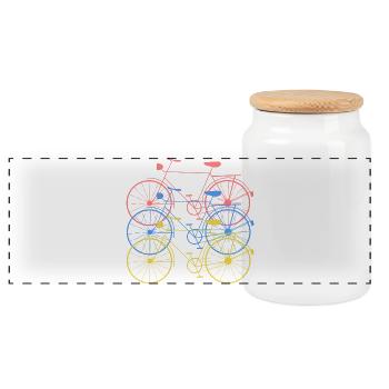 Fahrrad Rad - Panorama Keksdose mit Holzdeckel - Weiß - Vorne
