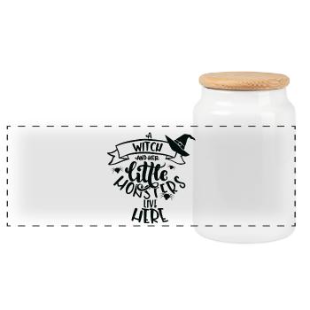 Chapeau de sorcière en rotation - Boîte à biscuits avec couvercle en bois - blanc - Devant