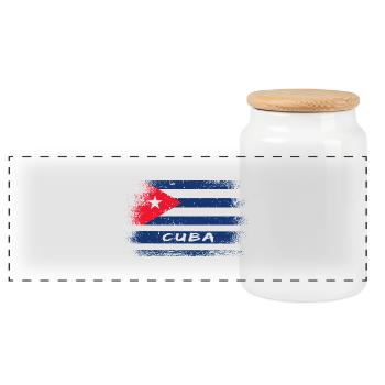 Cuba design vintage / drapeau - Boîte à biscuits avec couvercle en bois - blanc - Devant