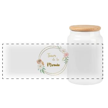 Goldene Hochzeit Team und Blumen - Panorama Keksdose mit Holzdeckel - Weiß - Vorne